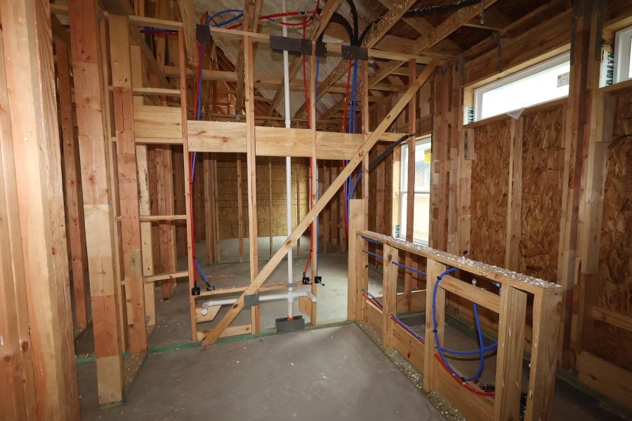 In-progress construction of a new home in Riceland 50’ Front Load Homesites, Mont Belvieu, TX (Image 3). In-progress construction of a new home in Riceland 50’ Front Load Homesites, Mont Belvieu, TX (Image 3).