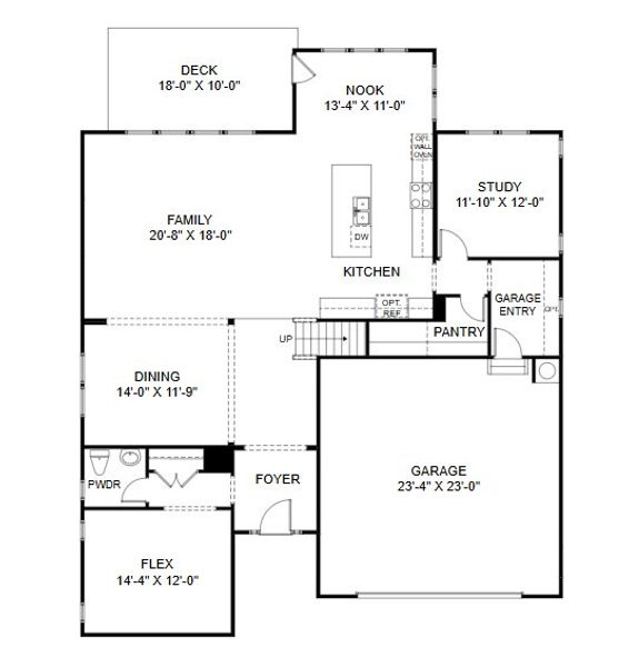 2D floor plan layout for the Latham by HHHunt Homes LLC in The Summit at Morgan Ridge, Chapel Hill, NC (Image 9).