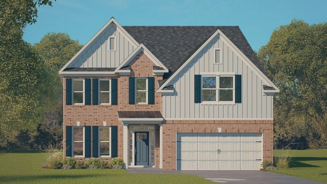 Representative exterior photo of a completed home built from the Fleetwood by D.R. Horton in Kalas Falls, Wake Forest, NC (Image 11).