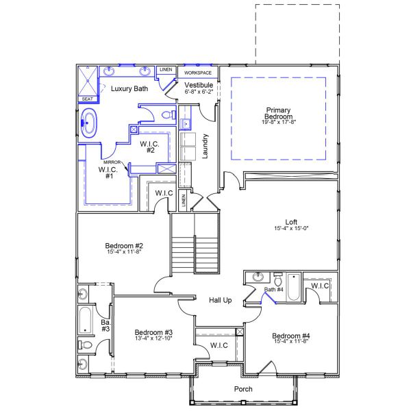 2D floor plan layout of this home in Taylor Oaks, Greenville, SC (Image 4).