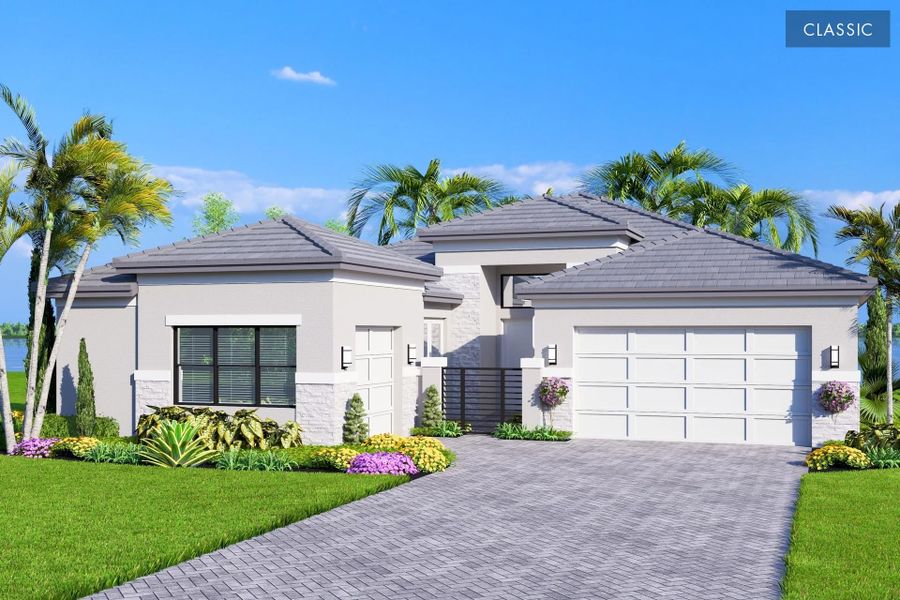 Representative exterior photo of a completed home built from the Elena II by GL Homes in Valencia Vista at Riverland, Port St. Lucie, FL (Image 1). Representative exterior photo of a completed home built from the Elena II by GL Homes in Valencia Vista at Riverland, Port St. Lucie, FL (Image 1).