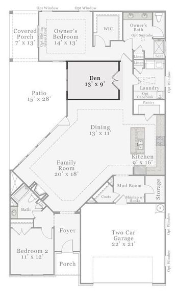 Optional - Den with French Doors