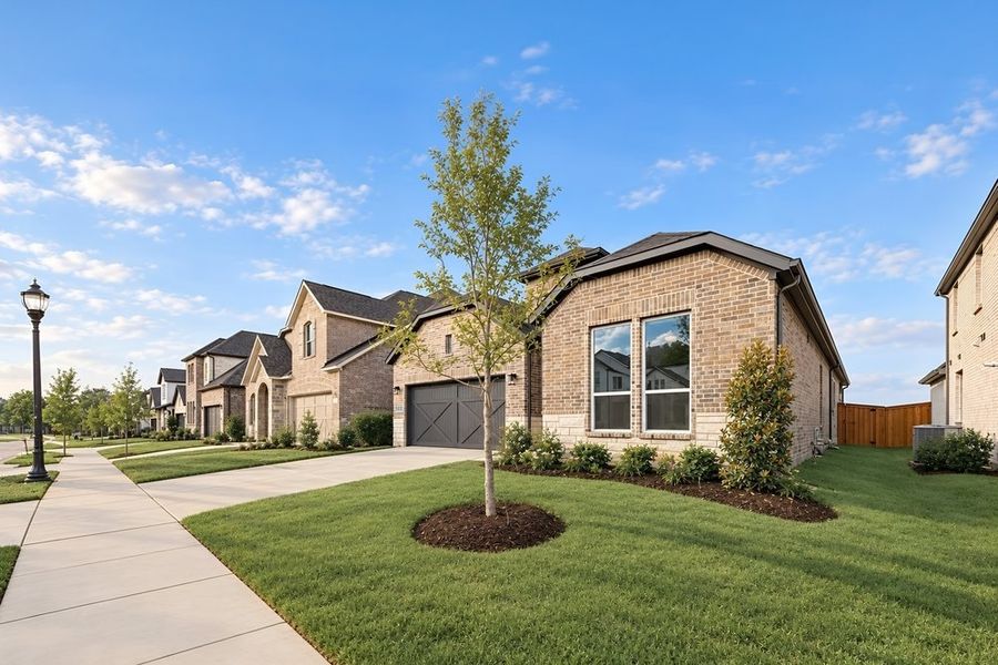 Front exterior of a new home in South Oak, Lakewood Village, TX, highlighting curb appeal (Image 18).