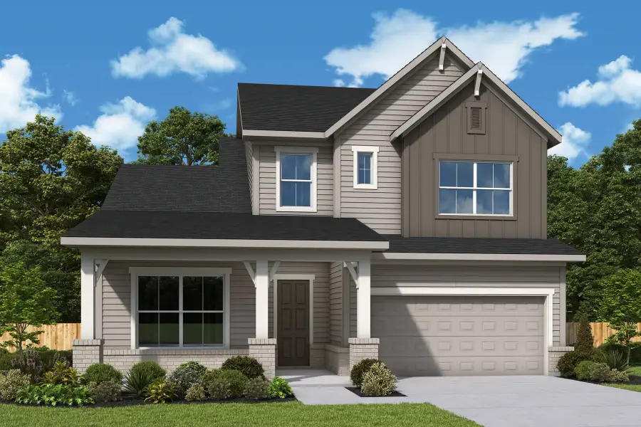 Representative exterior photo of a completed home built from the The Zinnia by David Weekley Homes in ARTAVIA - Enclave Collection, Conroe, TX (Image 16). Representative exterior photo of a completed home built from the The Zinnia by David Weekley Homes in ARTAVIA - Enclave Collection, Conroe, TX (Image 16).