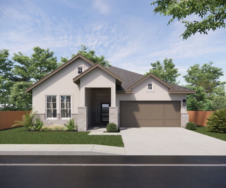 Representative exterior photo of a completed home built from the Barron by Chesmar Homes in Lariat, Liberty Hill, TX (Image 28).