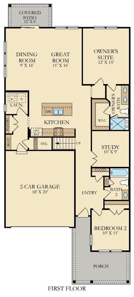 2D floor plan layout of this home in Carnes Crossroads: Villas Collection, Summerville, SC (Image 3). 2D floor plan layout of this home in Carnes Crossroads: Villas Collection, Summerville, SC (Image 3).