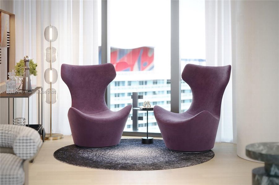 Furnished interior view inside a new home in Aston Martin Residences, Miami (Image 11). Furnished interior view inside a new home in Aston Martin Residences, Miami (Image 11).