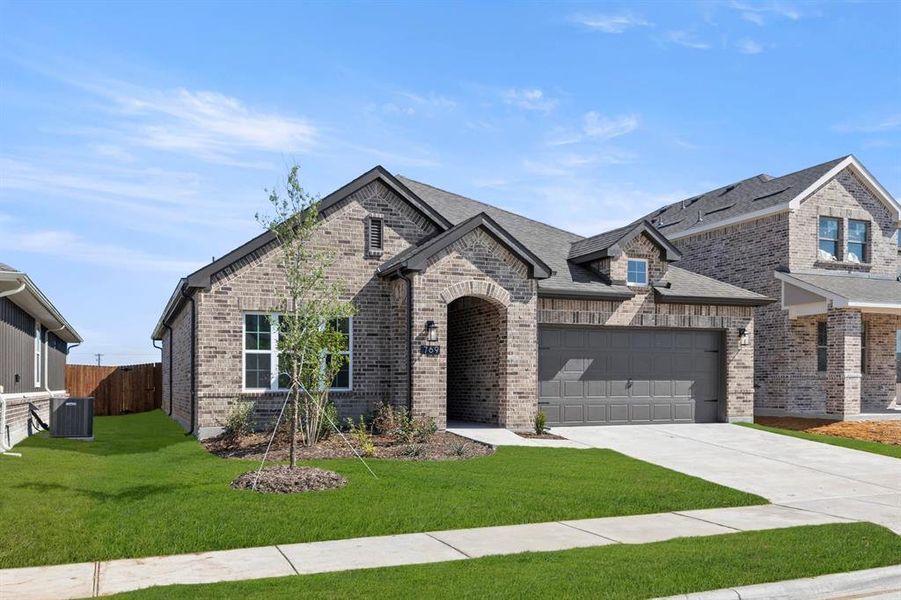 Front exterior of a new home in Coyote Meadows 50s, Anna, TX, highlighting curb appeal (Image 2). Front exterior of a new home in Coyote Meadows 50s, Anna, TX, highlighting curb appeal (Image 2).