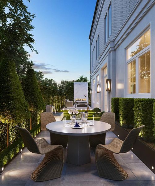 A 10-foot fence provides privacy in the backyard, and many homes are equipped with a gas stub on the rear patio for a potential future summer kitchen. Additionally, residents have the option to incorporate a water feature into their outdoor space for added ambiance and tranquility. A 10-foot fence provides privacy in the backyard, and many homes are equipped with a gas stub on the rear patio for a potential future summer kitchen. Additionally, residents have the option to incorporate a water feature into their outdoor space for added ambiance and tranquility.