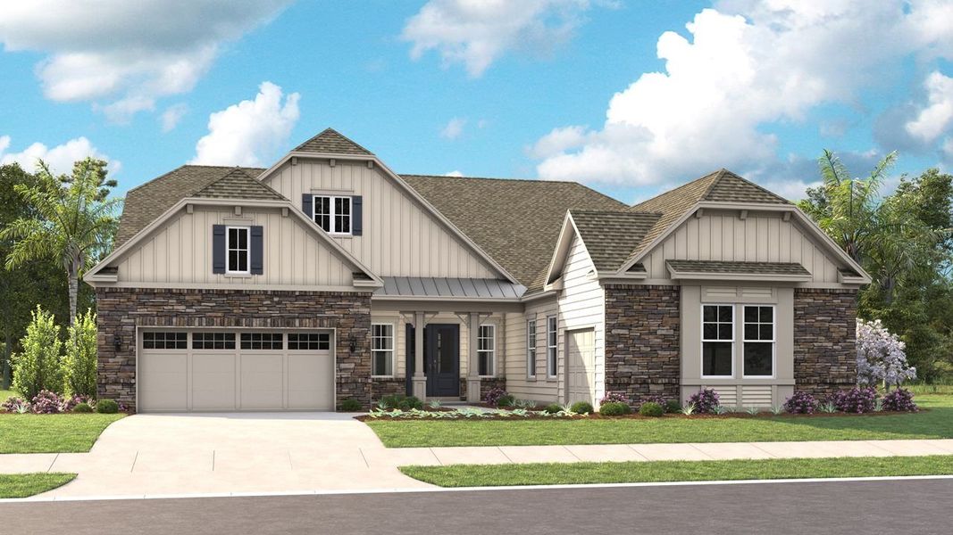 Representative exterior photo of a completed home built from the Valerie by Kolter Homes in Cresswind at Spring Haven, Newnan, GA (Image 27).