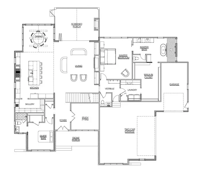 2D floor plan layout for the The Glenn by Ken Harvey Homes in Hidden Lake, Youngsville, NC (Image 5).