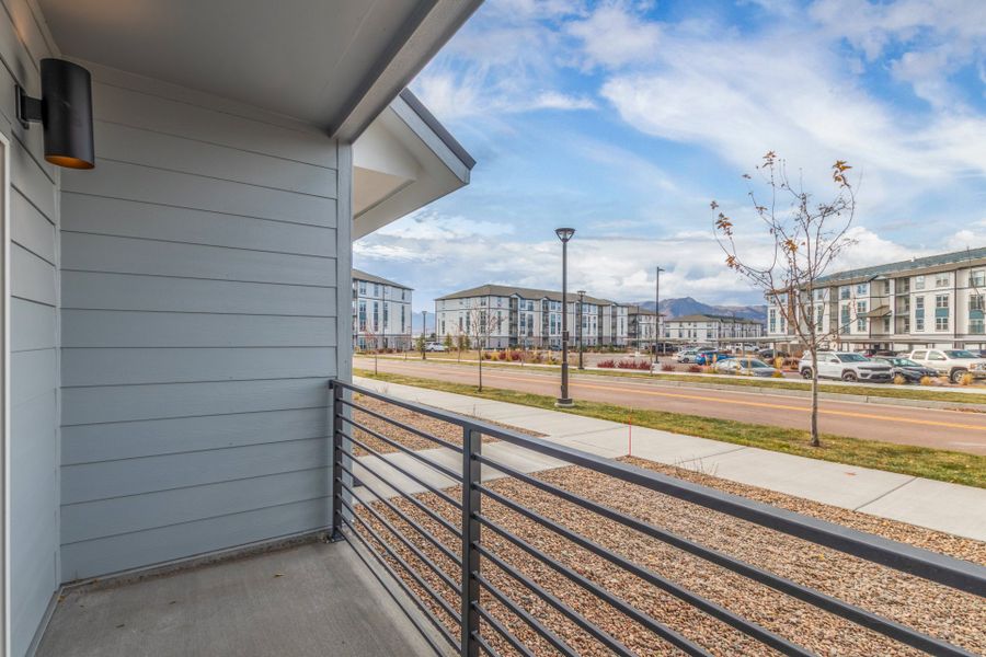 Exterior details and patio area of a home in The Commons at Victory Ridge, Colorado Springs (Image 3).