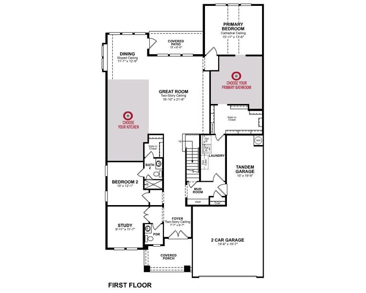 2D floor plan layout for the Vanderbilt by Beazer Homes in Legacy, League City, TX (Image 3).