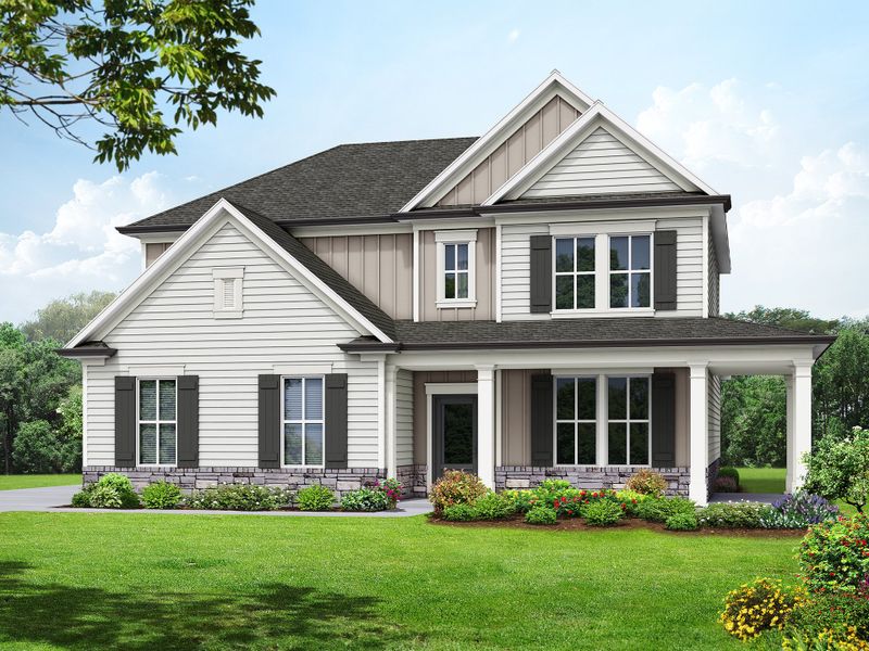 Representative exterior photo of a completed home built from the The Farmington by My Home Communities in Magnolia Ridge, Monroe, GA (Image 6). Representative exterior photo of a completed home built from the The Farmington by My Home Communities in Magnolia Ridge, Monroe, GA (Image 6).