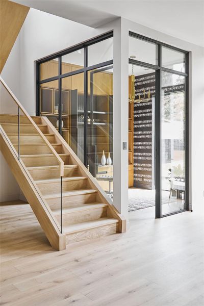 Wine cellar with light wood finished floors Wine cellar with light wood finished floors