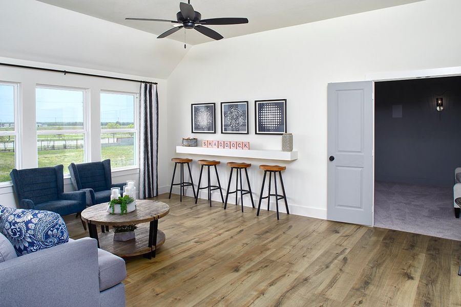 Representative furnished interior of a home built from the Conroe - SH 5248 by Shaddock Homes in Grand Oaks at Green Meadows - 60', Celina (Image 28). Representative furnished interior of a home built from the Conroe - SH 5248 by Shaddock Homes in Grand Oaks at Green Meadows - 60', Celina (Image 28).