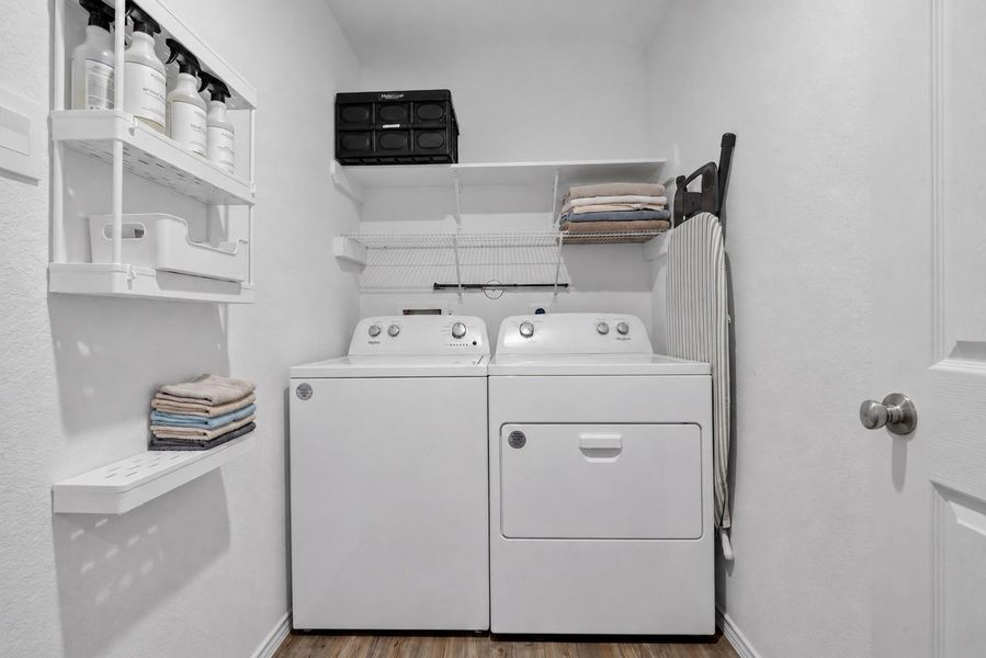 Convenient indoor utility room provides dedicated laundry space and additional storage. Convenient indoor utility room provides dedicated laundry space and additional storage.