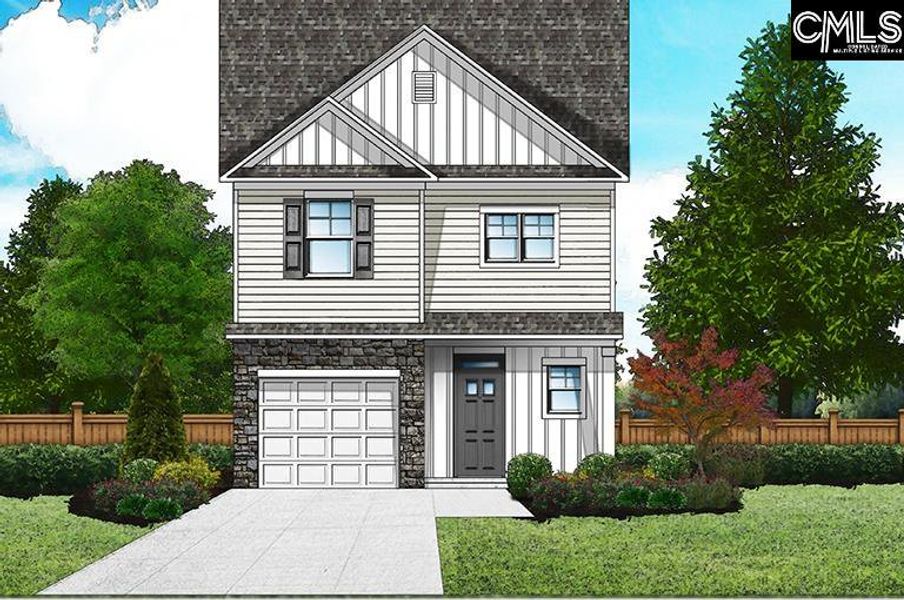Exterior rendering of this home design in Blythewood Farms, Blythewood, SC (Image 2). Exterior rendering of this home design in Blythewood Farms, Blythewood, SC (Image 2).