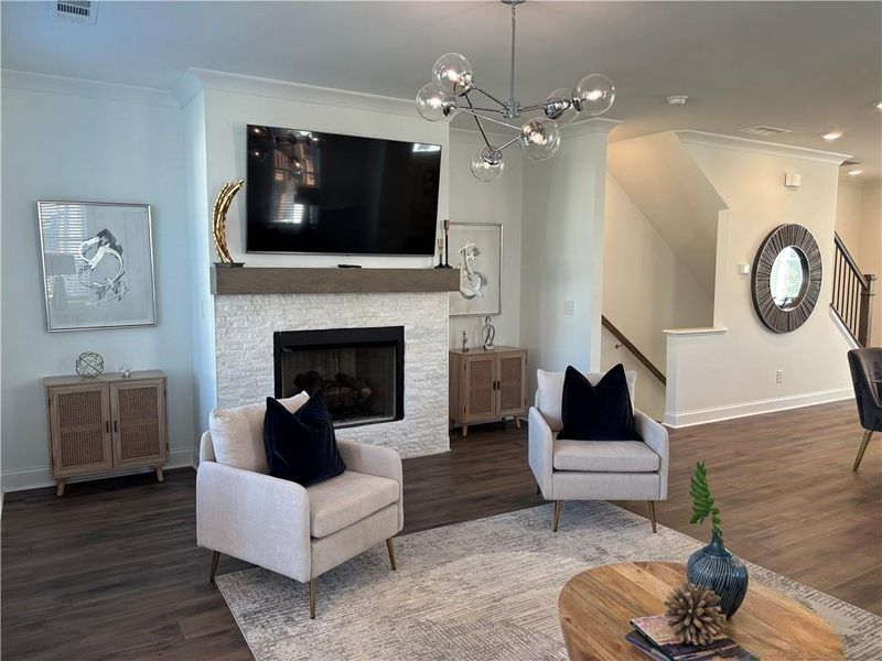 Furnished interior view inside a new home in Brackley Townhomes, Cumming (Image 51). Furnished interior view inside a new home in Brackley Townhomes, Cumming (Image 51).
