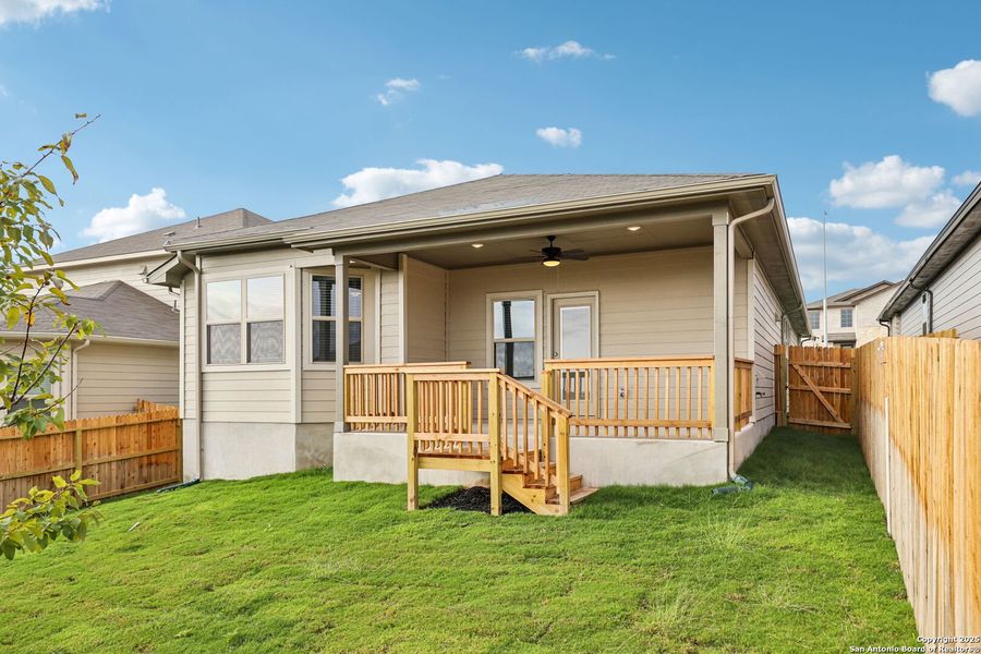 Exterior details and patio area of a home in Legendary Trails - Premier Series, Cibolo (Image 23).