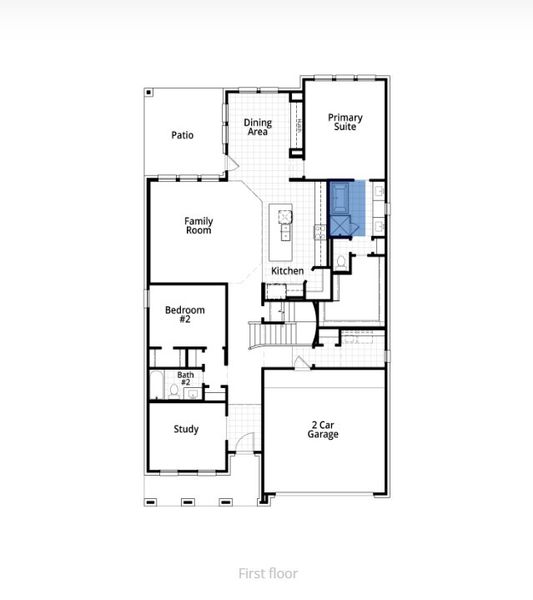 2D floor plan layout for the Middleton Plan by Highland Homes in Mosaic: Artisan Series - 50ft. Lots, Prosper, TX (Image 28).