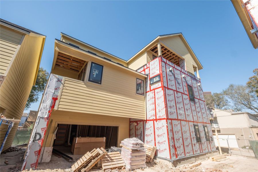 Progress as of 2/1/26. View of Unit D from the shared driveway. Progress as of 2/1/26. View of Unit D from the shared driveway.