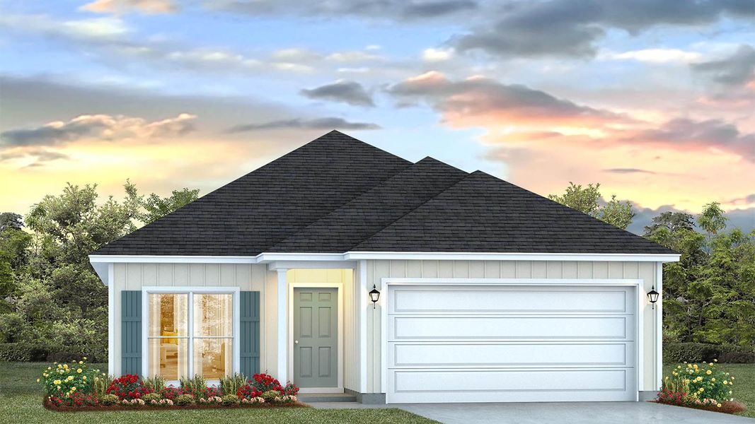 Representative exterior photo of a completed home built from the Oakley by D.R. Horton in Bayside at Ward Creek, Panama City Beach, FL (Image 20). Representative exterior photo of a completed home built from the Oakley by D.R. Horton in Bayside at Ward Creek, Panama City Beach, FL (Image 20).