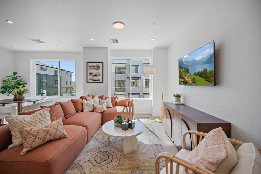 Furnished interior view inside a new home in Lyric at RidgeGate Condos, Lone Tree (Image 10).