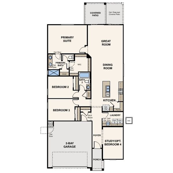 2D floor plan layout of this home in Village at Sundance, Buckeye, AZ (Image 4). 2D floor plan layout of this home in Village at Sundance, Buckeye, AZ (Image 4).