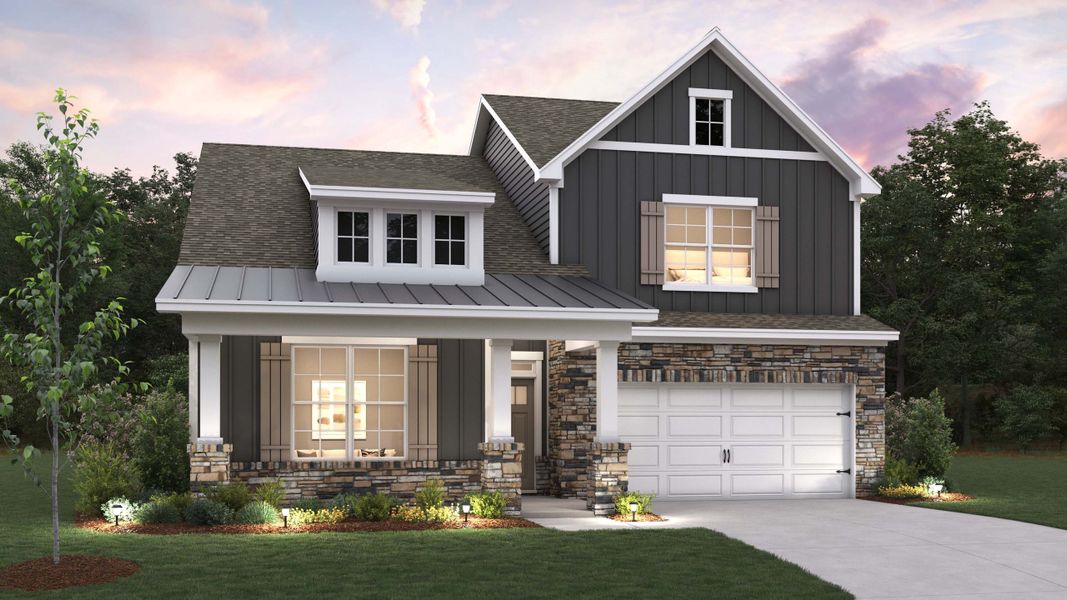 Front exterior of a new home in Avalon of Gastonia, Gastonia, NC, highlighting curb appeal (Image 1). Front exterior of a new home in Avalon of Gastonia, Gastonia, NC, highlighting curb appeal (Image 1).