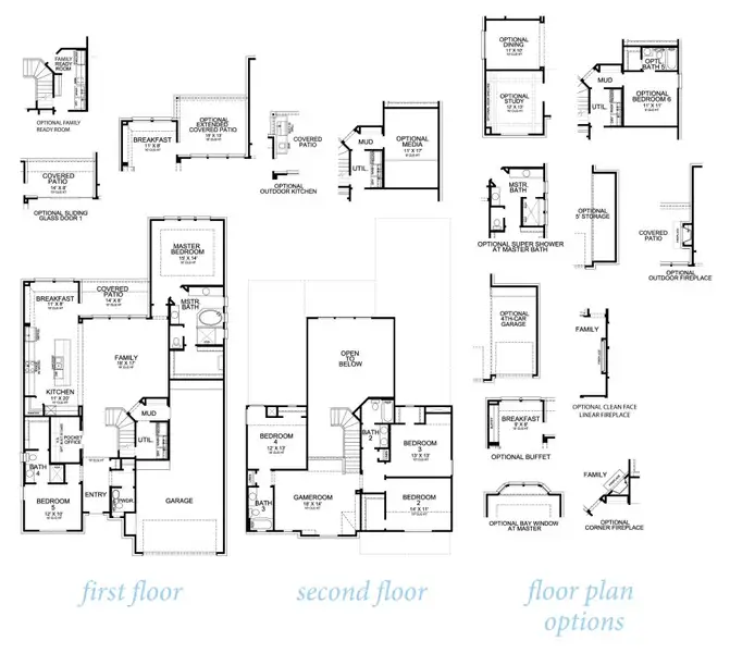 2D floor plan layout for the Agave 3161 by J. Patrick Homes in Jubilee, Hockley, TX (Image 3).