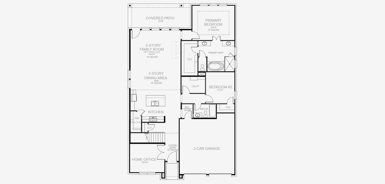 2D floor plan layout for the 2595W by Perry Homes in Walsh Ranch 50', Aledo, TX (Image 3).