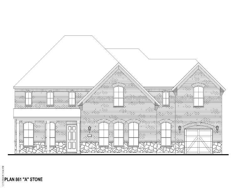 Plan 861 Elevation A w/ Stone