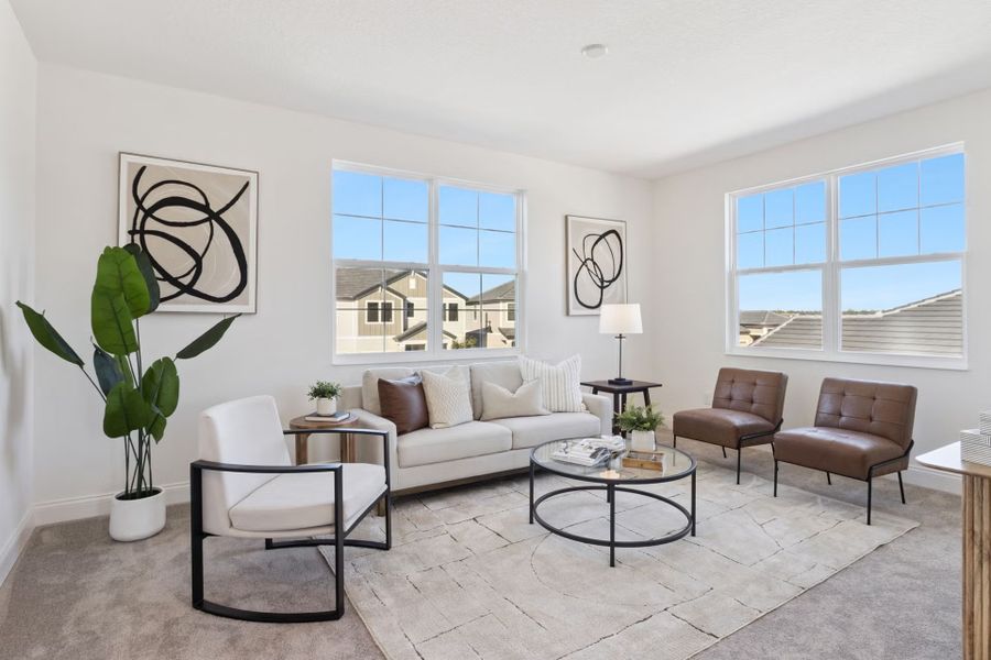 Representative furnished interior of a home built from the Yosemite II by Park Square Residential in The Sanctuary at Seaire, Parrish (Image 13).