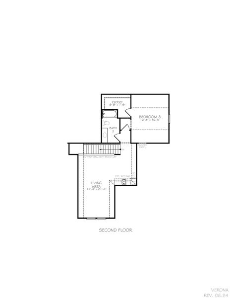 2D floor plan layout for the Verona by Epcon Communities in The Courtyards at Walters Farm, Huntersville, NC (Image 5).