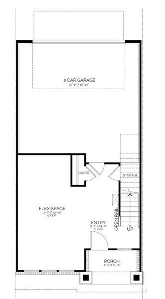 2D floor plan layout of this home in Atwater Station - Midtown Collection, Fuquay Varina, NC (Image 3).