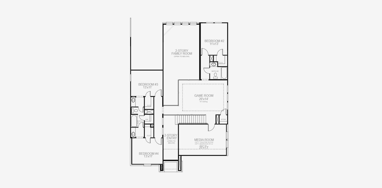 2D floor plan layout for the 3190W by Perry Homes in The Parklands, Santa Clara, TX (Image 4).