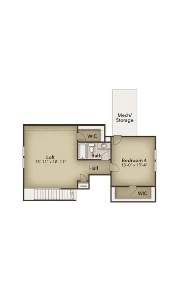 2D floor plan layout of this home in Terrapin, Leland, NC (Image 4).