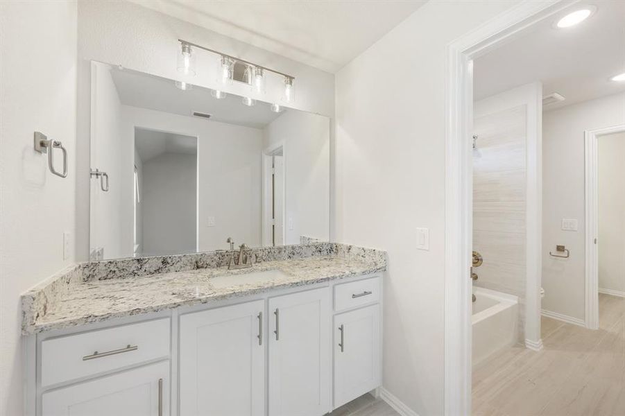 Furnished interior view inside a new home in Union Park Classic 60, Little Elm (Image 12). Furnished interior view inside a new home in Union Park Classic 60, Little Elm (Image 12).