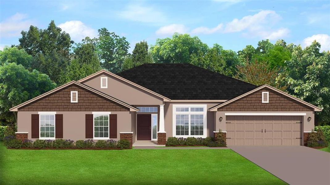 Front exterior of a new home in Hill Country Estates, Dade City, FL, highlighting curb appeal (Image 2).