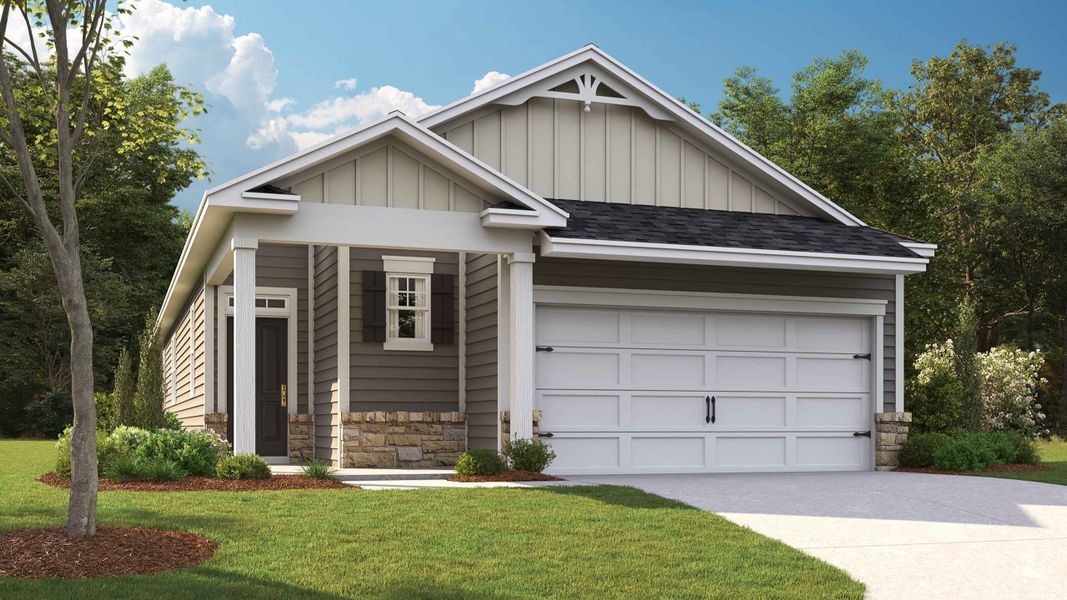 Front exterior of a new home in Legacy Farms, White House, TN, highlighting curb appeal (Image 1). Front exterior of a new home in Legacy Farms, White House, TN, highlighting curb appeal (Image 1).