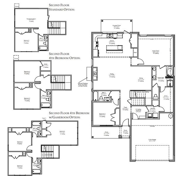 2D floor plan layout for the The Orchid by Avonley Homes in Greens Prairie Reserve, College Station, TX (Image 3).