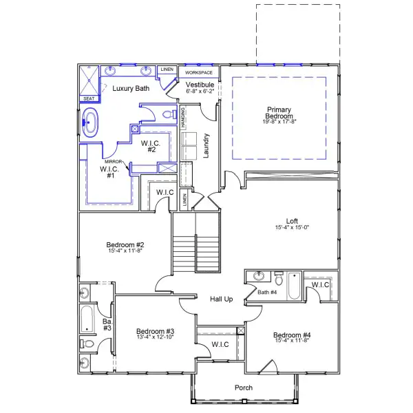 2D floor plan layout of this home in Meadows at Four Mile, Conway, SC (Image 5).