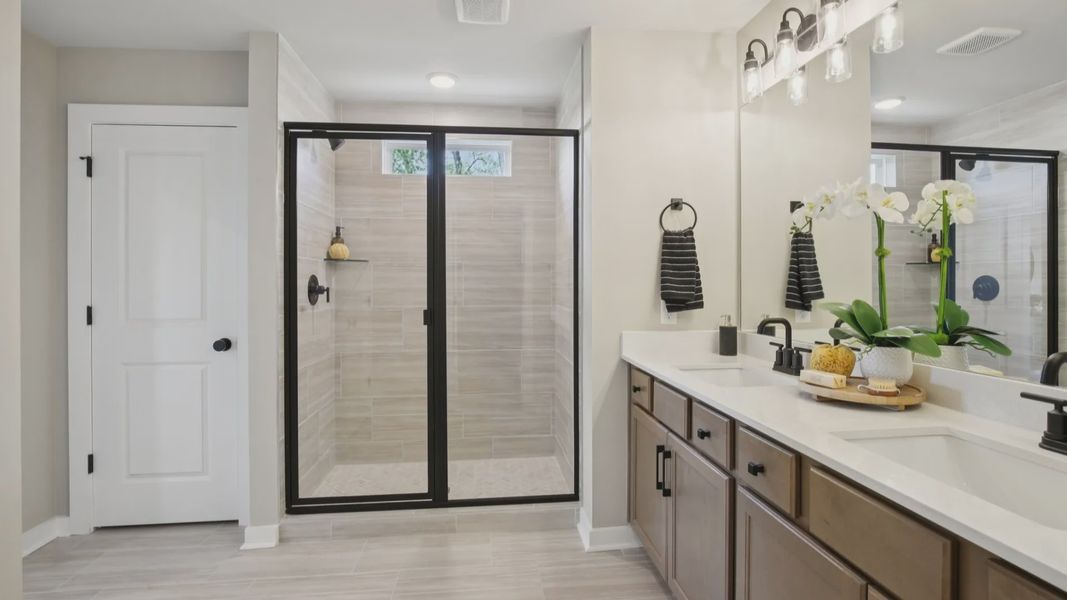 Bathroom with dual vanity