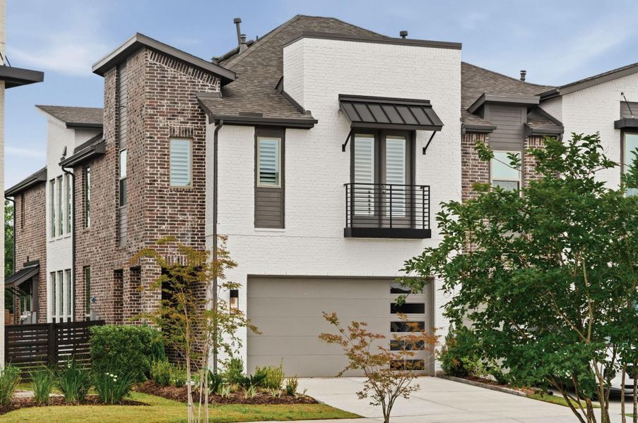 Spacious front-facing two-car garage.