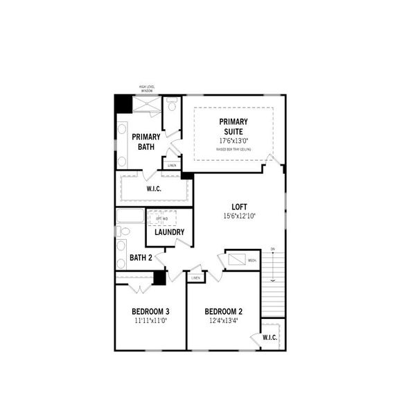 2D floor plan layout for the Winthrop by Mattamy Homes in Bratton Pointe, Rock Hill, SC (Image 4).