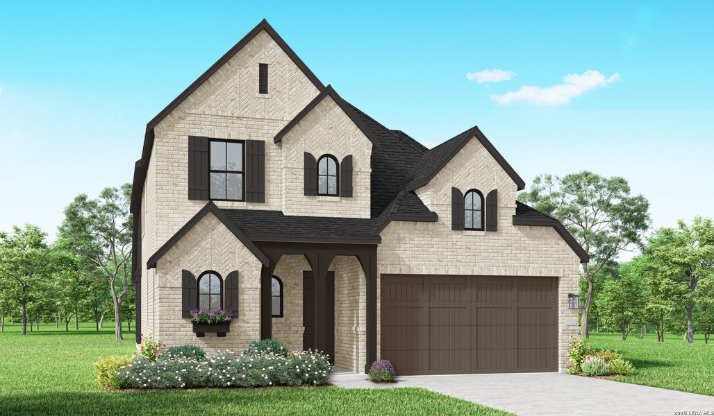 Front exterior of a new home in Prominence, San Antonio, TX, highlighting curb appeal (Image 1). Front exterior of a new home in Prominence, San Antonio, TX, highlighting curb appeal (Image 1).