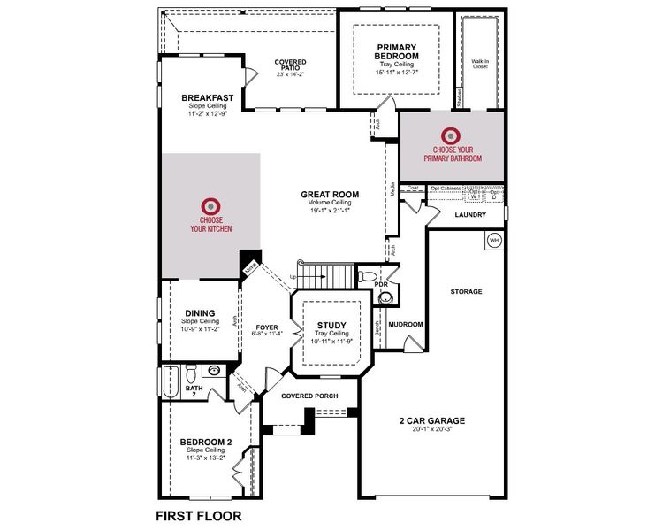 2D floor plan layout for the Kerrville by Beazer Homes in Enclave at Legacy Hills, Celina, TX (Image 4).