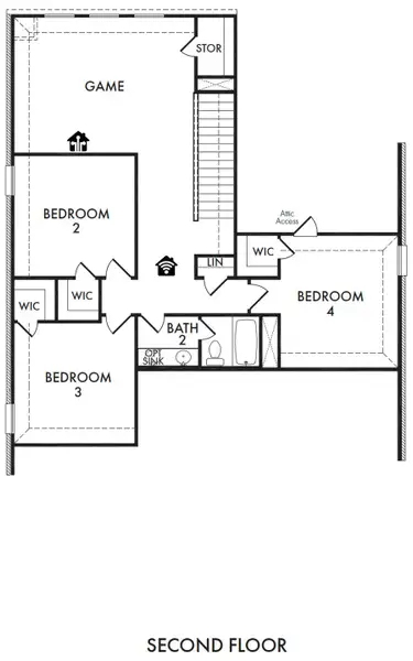 2D floor plan layout for the Stirling by Impression Homes in Timberbrook, Justin, TX (Image 4). 2D floor plan layout for the Stirling by Impression Homes in Timberbrook, Justin, TX (Image 4).