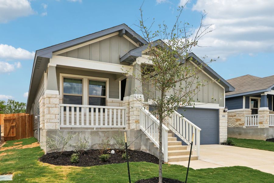 Front exterior of the Hughes floorplan at a Meritage Homes community.